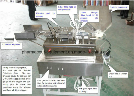 Машина для наполнения и запечатывания стеклянных ампул оливковым маслом (стеклянная ампула 5 мл)
